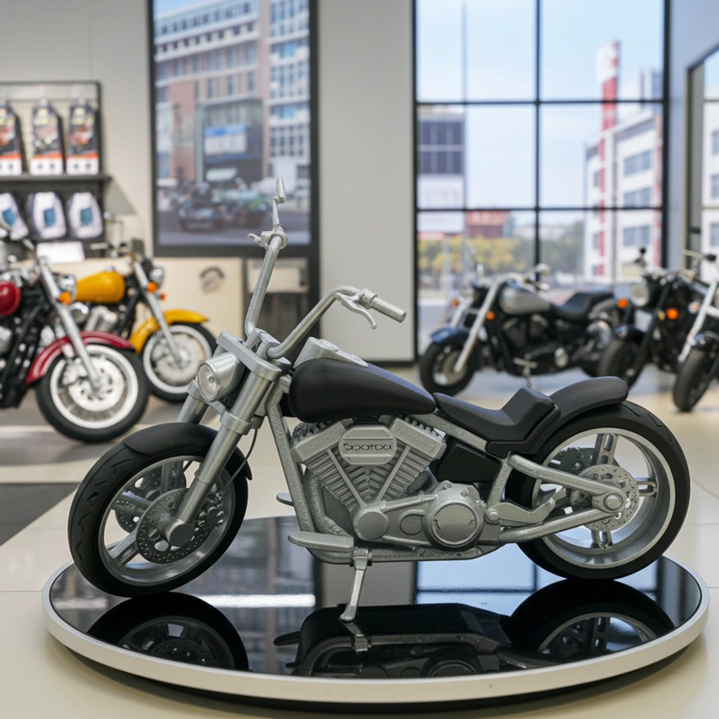 3D Printed Classic Cruiser Motorcycle Model | Fat Tire V-Twin Style Bike | Wide Stance Chopper Decor | Desk & Garage Collectible Gift