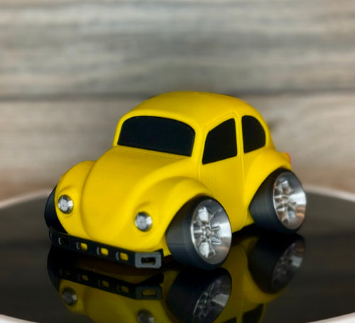 3D Printed Classic Rounded Vintage Car Model | Exposed Engine Detail | Retro Bug Style Desk Decor | Collector Display