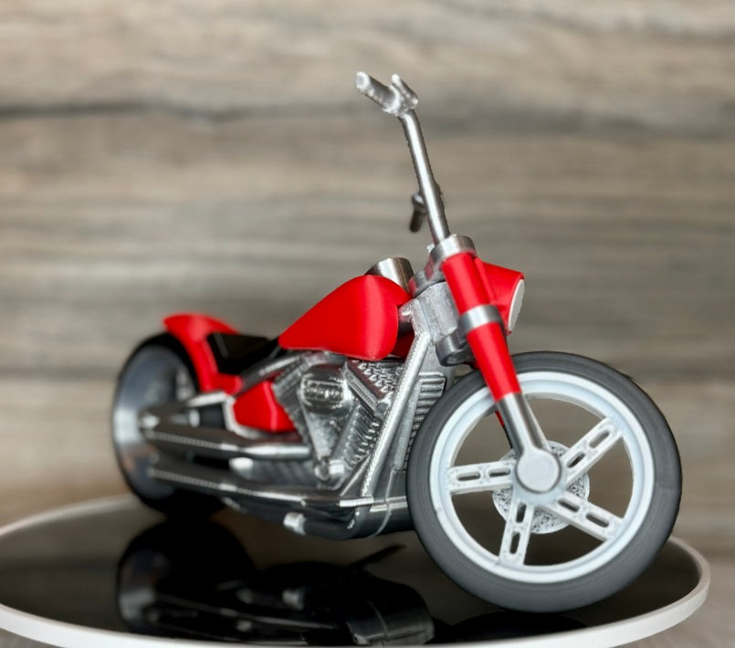 3D Printed Classic Cruiser Motorcycle Model | Fat Tire V-Twin Style Bike | Wide Stance Chopper Decor | Desk & Garage Collectible Gift