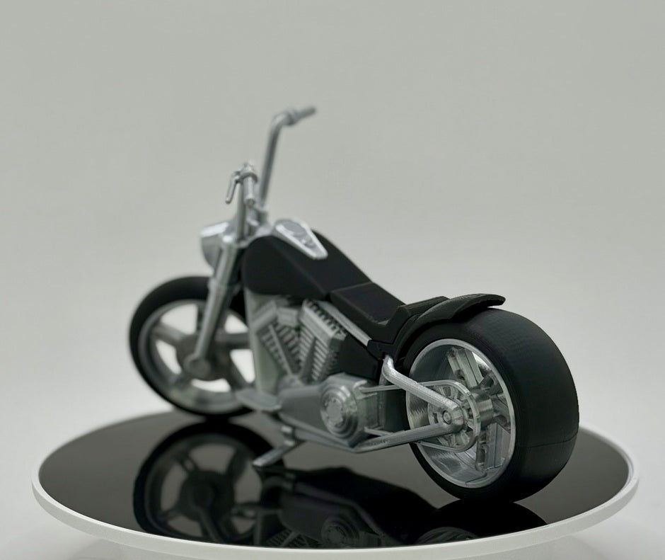 3D Printed Classic Cruiser Motorcycle Model | Fat Tire V-Twin Style Bike | Wide Stance Chopper Decor | Desk & Garage Collectible Gift