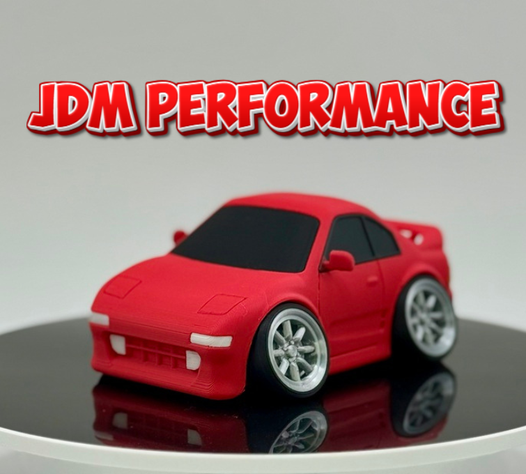 Tooned Mid-Engine Sports Car 3D Printed Model | Retro JDM Style Coupe | Wide Stance Cartoon Car | Desk & Garage Decor