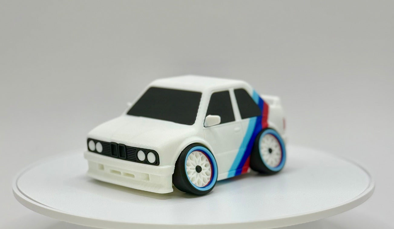 Tooned Classic 80s Sport Sedan 3D Printed Model | Wide Stance Retro Car | Motorsport Style Desk Decor | Collector Display