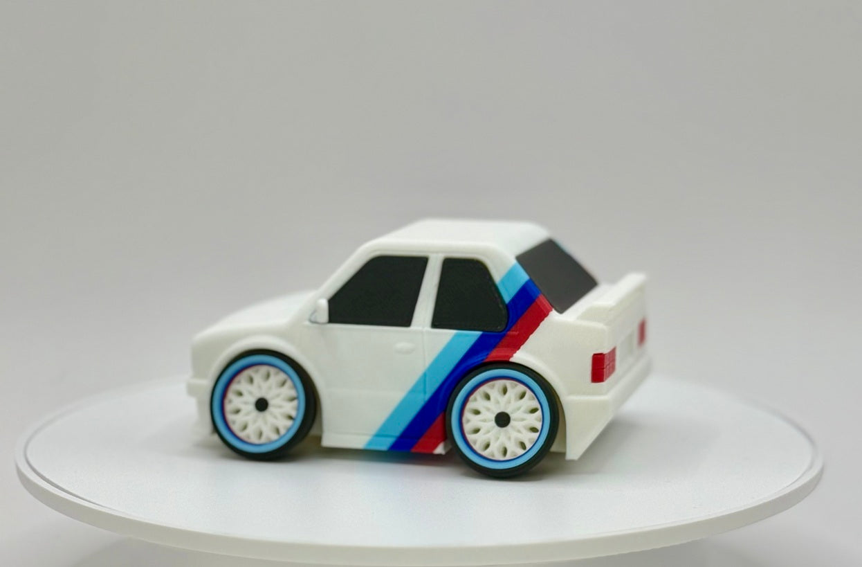 Tooned Classic 80s Sport Sedan 3D Printed Model | Wide Stance Retro Car | Motorsport Style Desk Decor | Collector Display