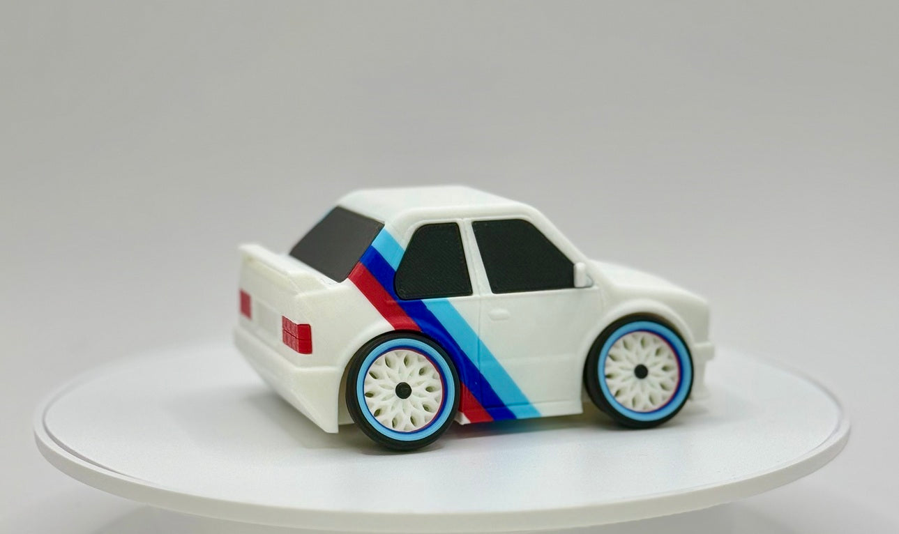Tooned Classic 80s Sport Sedan 3D Printed Model | Wide Stance Retro Car | Motorsport Style Desk Decor | Collector Display