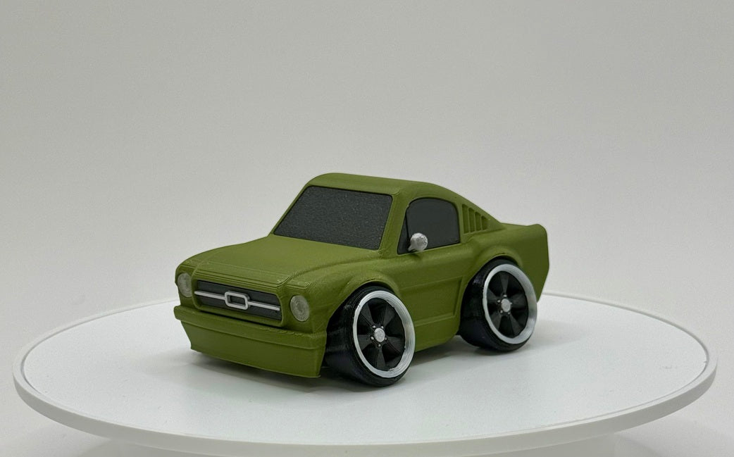 Tooned Classic Fastback Muscle Car 3D Printed Model | Wide Stance Retro Coupe | Cartoon Car Desk Decor | Collector Display