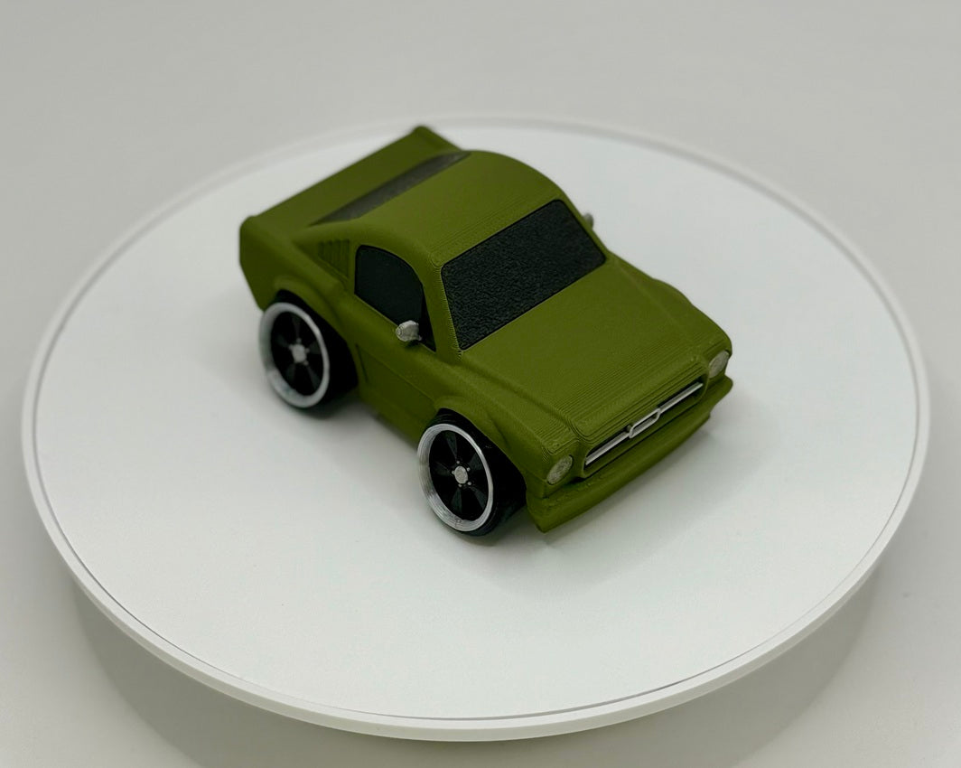 Tooned Classic Fastback Muscle Car 3D Printed Model | Wide Stance Retro Coupe | Cartoon Car Desk Decor | Collector Display