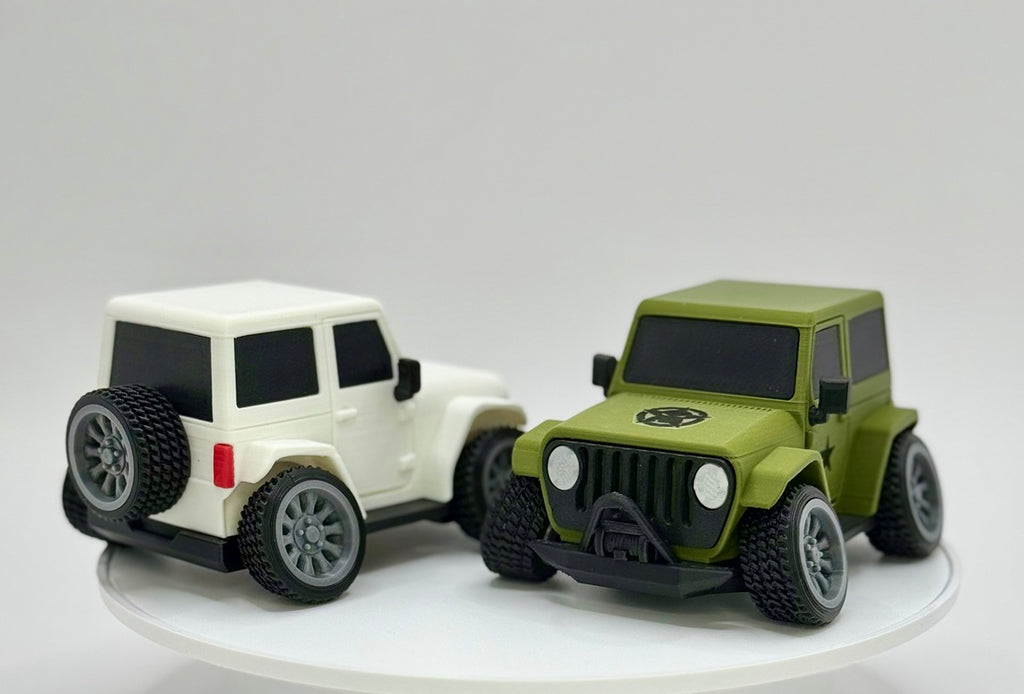 Tooned 2-Door Off-Road 4x4 3D Printed Model | Cartoon Style Truck | Custom Star and Skull Badge | Offroad Desk Decor