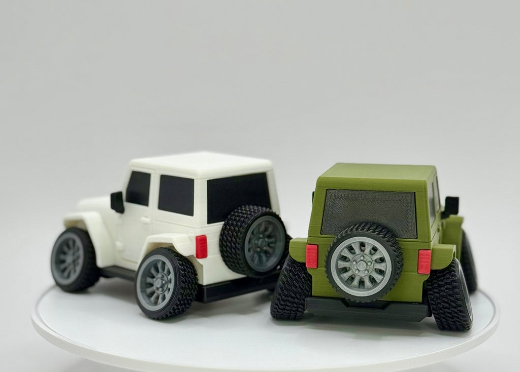 Tooned 2-Door Off-Road 4x4 3D Printed Model | Cartoon Style Truck | Custom Star and Skull Badge | Offroad Desk Decor