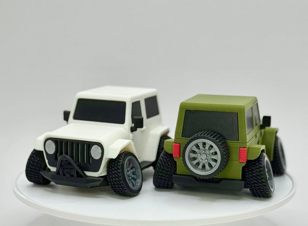 Tooned 2-Door Off-Road 4x4 3D Printed Model | Cartoon Style Truck | Custom Star and Skull Badge | Offroad Desk Decor