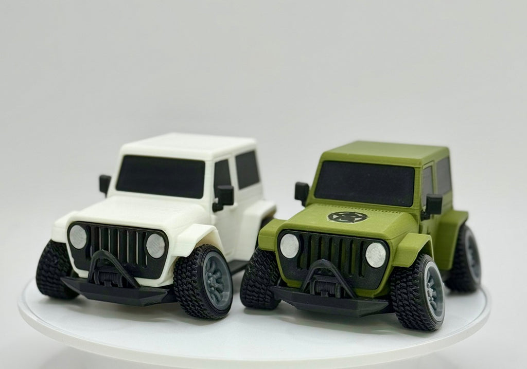 Tooned 2-Door Off-Road 4x4 3D Printed Model | Cartoon Style Truck | Custom Star and Skull Badge | Offroad Desk Decor
