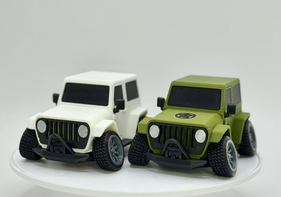 Tooned 2-Door Off-Road 4x4 3D Printed Model | Cartoon Style Truck | Custom Star and Skull Badge | Offroad Desk Decor
