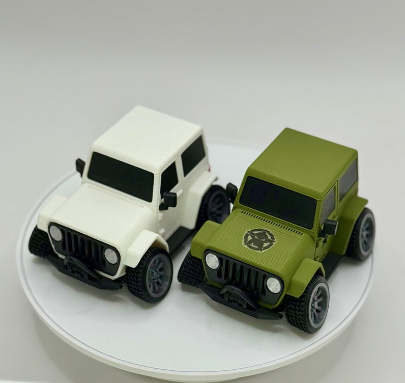 Tooned 2-Door Off-Road 4x4 3D Printed Model | Cartoon Style Truck | Custom Star and Skull Badge | Offroad Desk Decor