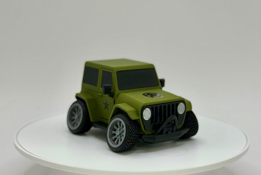 Tooned 2-Door Off-Road 4x4 3D Printed Model | Cartoon Style Truck | Custom Star and Skull Badge | Offroad Desk Decor