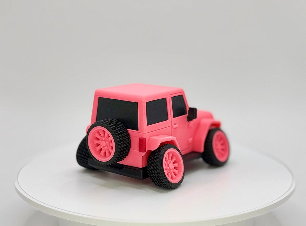Tooned 2-Door Off-Road 4x4 3D Printed Model | Cartoon Style Truck | Custom Star and Skull Badge | Offroad Desk Decor