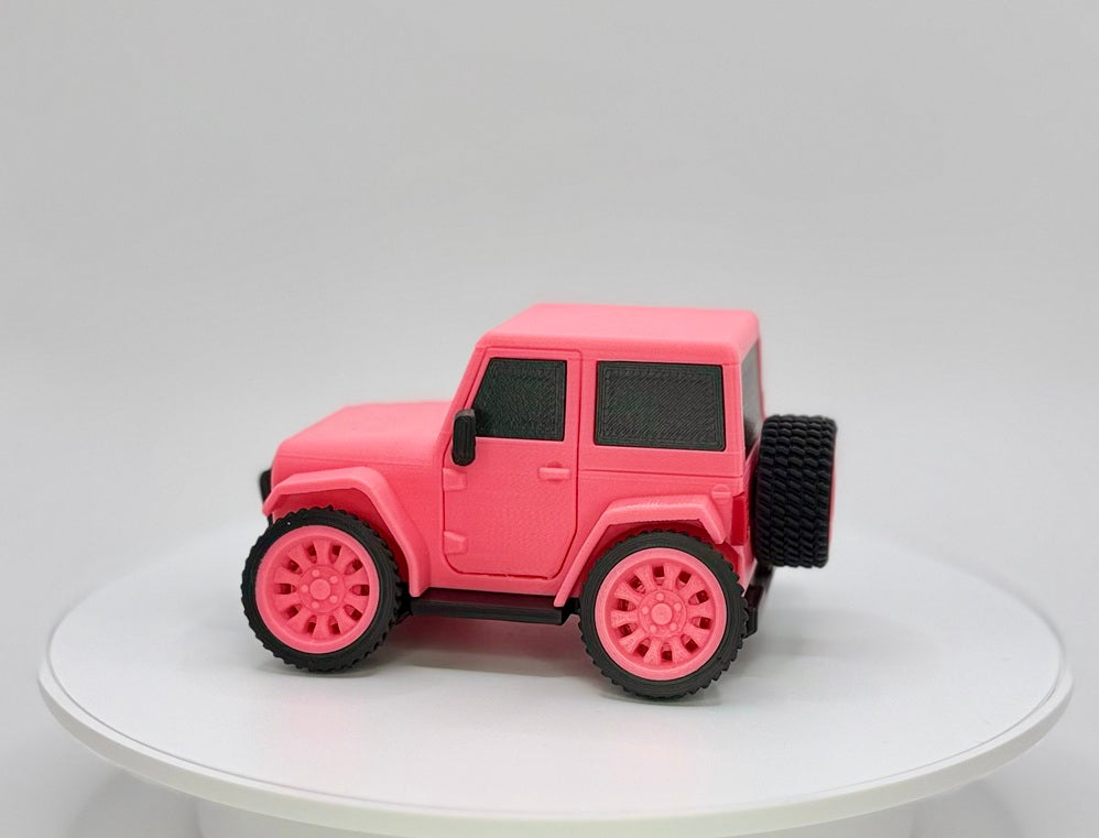 Tooned 2-Door Off-Road 4x4 3D Printed Model | Cartoon Style Truck | Custom Star and Skull Badge | Offroad Desk Decor