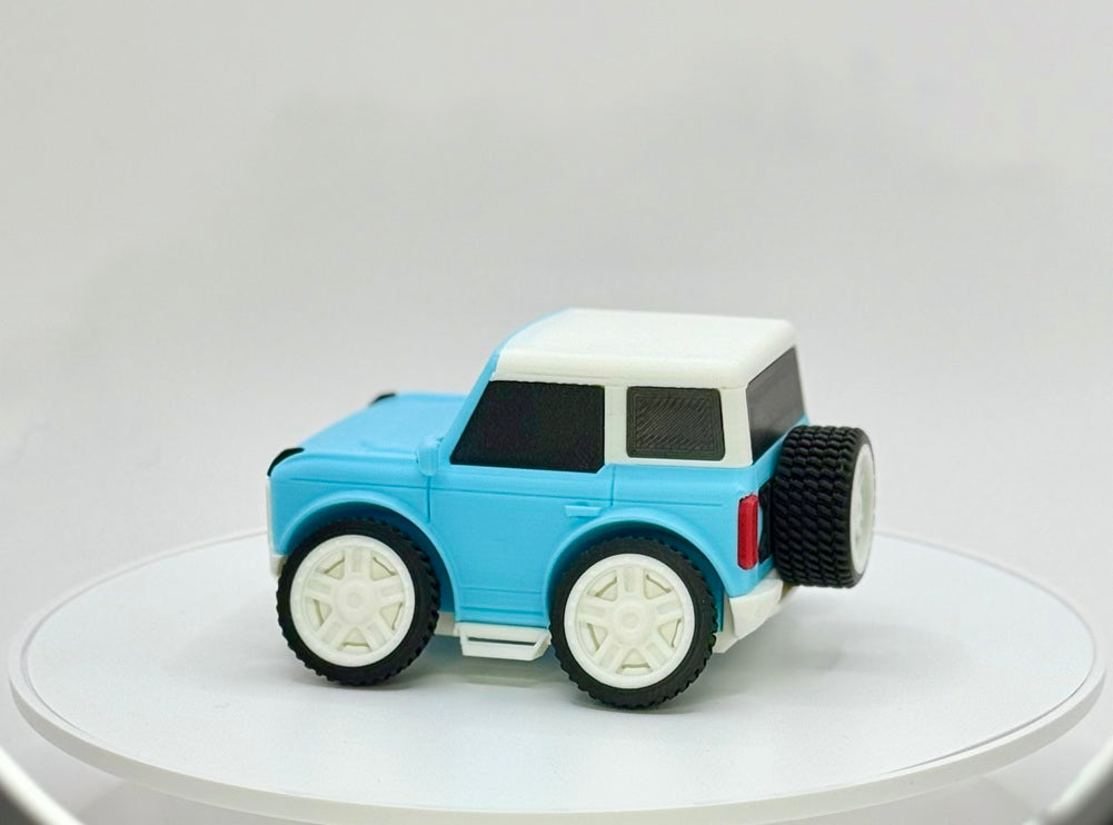Tooned 2-Door Off-Road SUV 3D Printed Model | Retro Modern 4x4 Truck Style | Soft & Hard Top Options | Adventure Desk Decor
