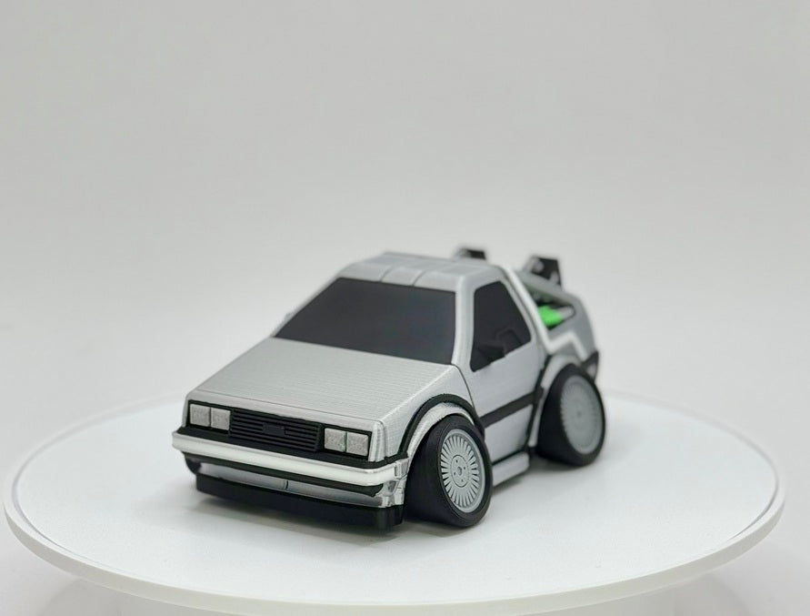 Iconic Time Travel Car Toy | Retro 80s Sci Fi Vehicle Inspired Design | 3D Printed Cartoon Model | Collector Display