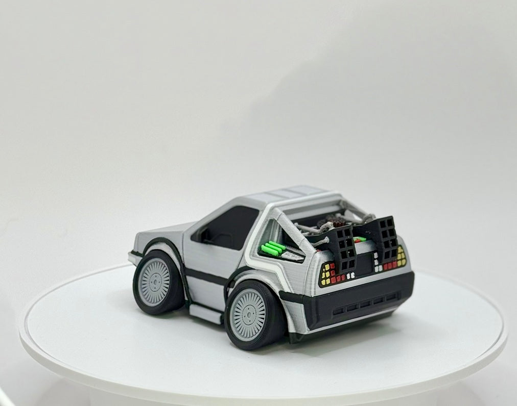 Iconic Time Travel Car Toy | Retro 80s Sci Fi Vehicle Inspired Design | 3D Printed Cartoon Model | Collector Display