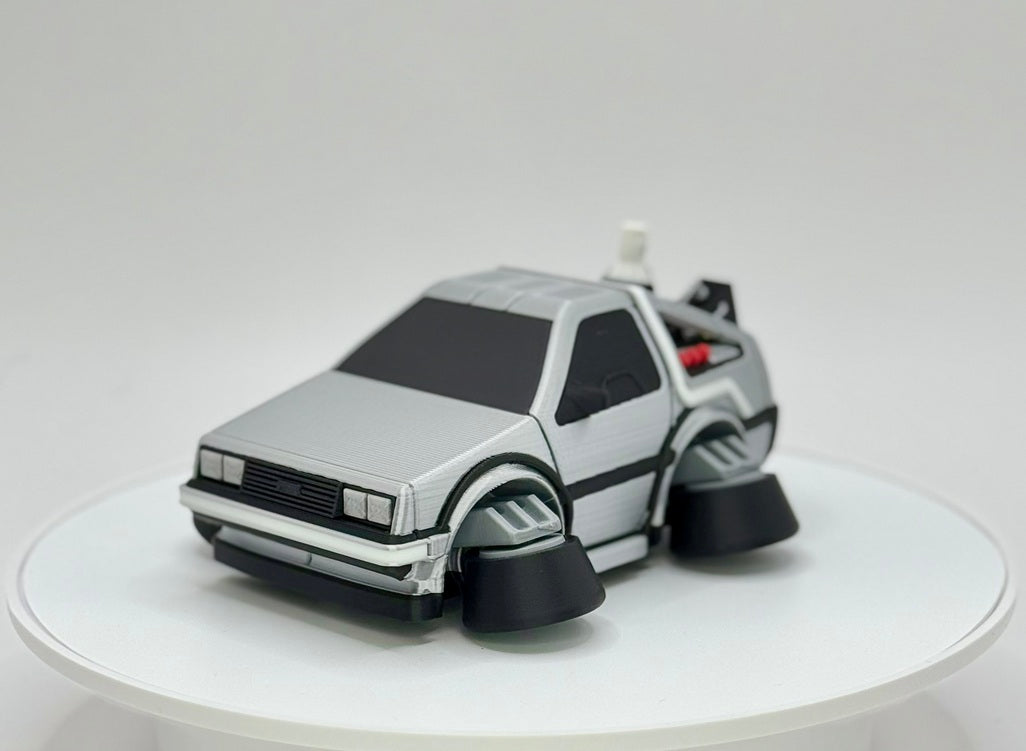Iconic Time Travel Car Toy | Retro 80s Sci Fi Vehicle Inspired Design | 3D Printed Cartoon Model | Collector Display