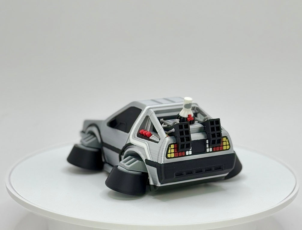Iconic Time Travel Car Toy | Retro 80s Sci Fi Vehicle Inspired Design | 3D Printed Cartoon Model | Collector Display
