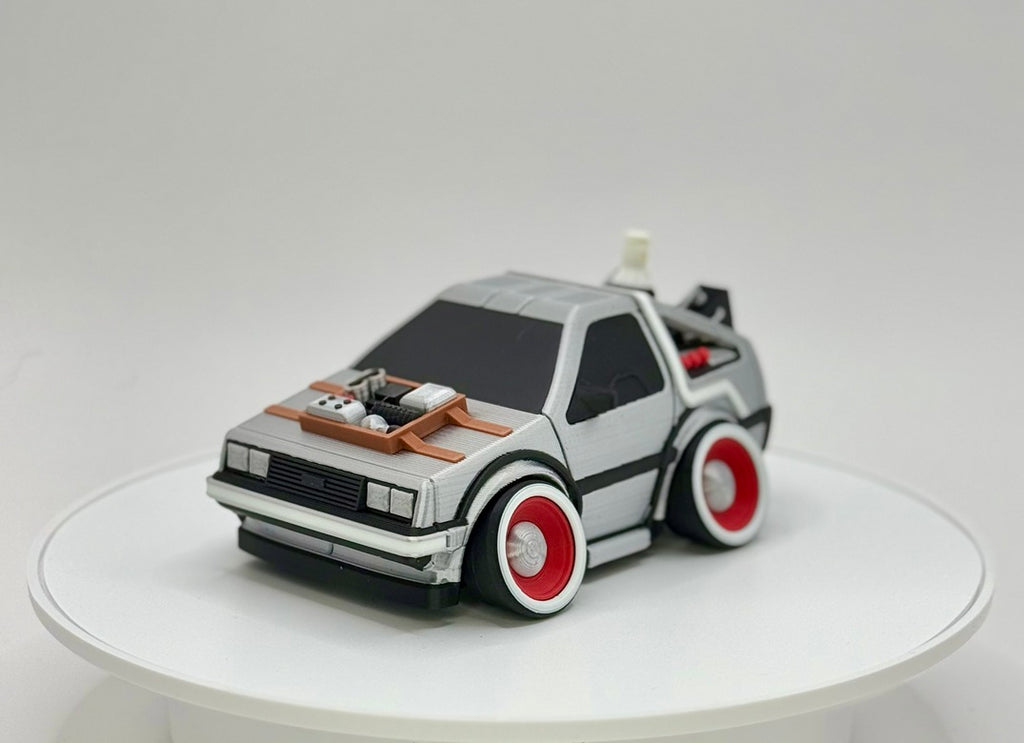 Iconic Time Travel Car Toy | Retro 80s Sci Fi Vehicle Inspired Design | 3D Printed Cartoon Model | Collector Display