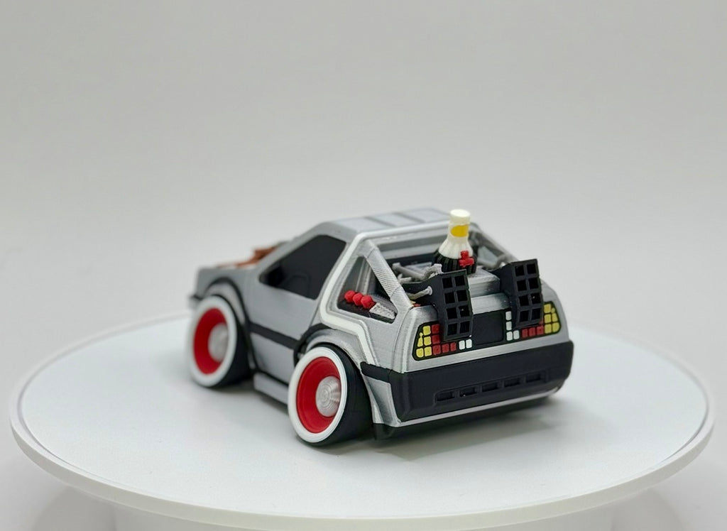 Iconic Time Travel Car Toy | Retro 80s Sci Fi Vehicle Inspired Design | 3D Printed Cartoon Model | Collector Display
