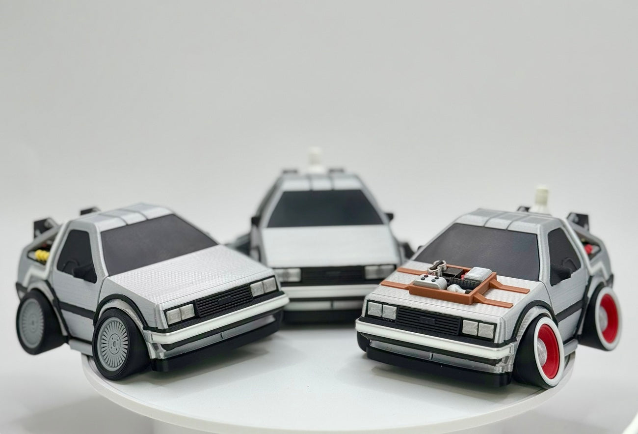 Iconic Time Travel Car Toy | Retro 80s Sci Fi Vehicle Inspired Design | 3D Printed Cartoon Model | Collector Display