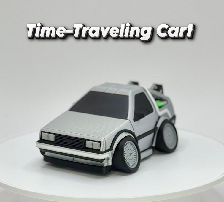 Iconic Time Travel Car Toy | Retro 80s Sci Fi Vehicle Inspired Design | 3D Printed Cartoon Model | Collector Display