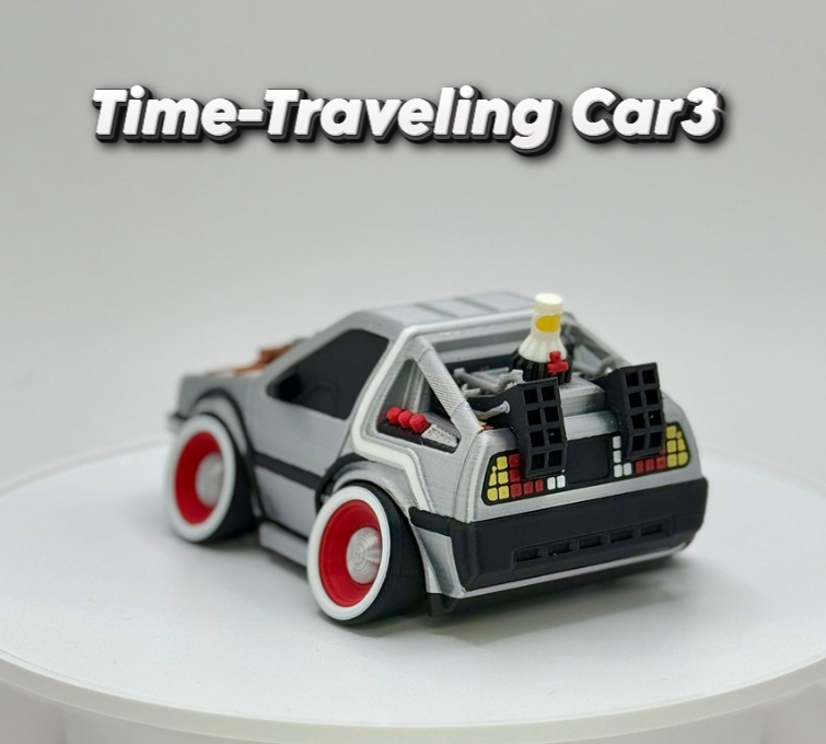 Iconic Time Travel Car Toy | Retro 80s Sci Fi Vehicle Inspired Design | 3D Printed Cartoon Model | Collector Display