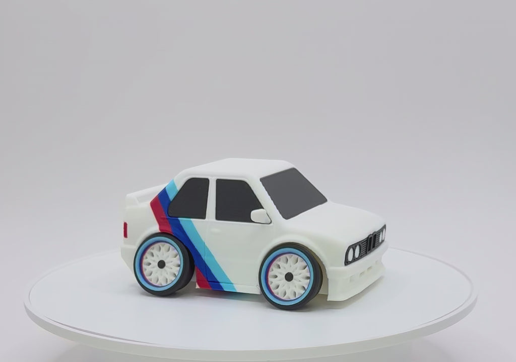 Tooned Classic 80s Sport Sedan 3D Printed Model | Wide Stance Retro Car | Motorsport Style Desk Decor | Collector Display