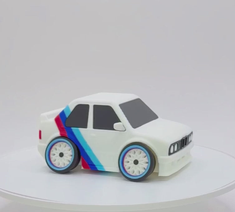 Tooned Classic 80s Sport Sedan 3D Printed Model | Wide Stance Retro Car | Motorsport Style Desk Decor | Collector Display