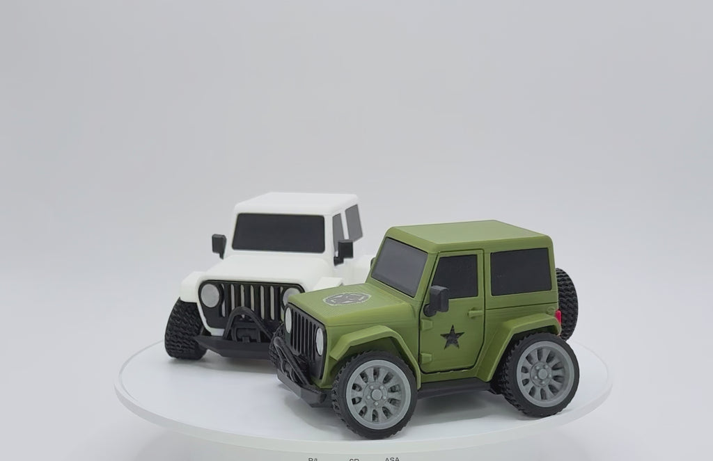 Tooned 2-Door Off-Road 4x4 3D Printed Model | Cartoon Style Truck | Custom Star and Skull Badge | Offroad Desk Decor